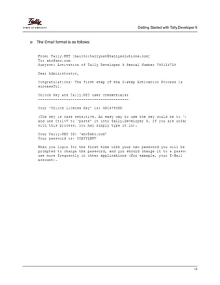 Getting started with tally developer 9 | PDF