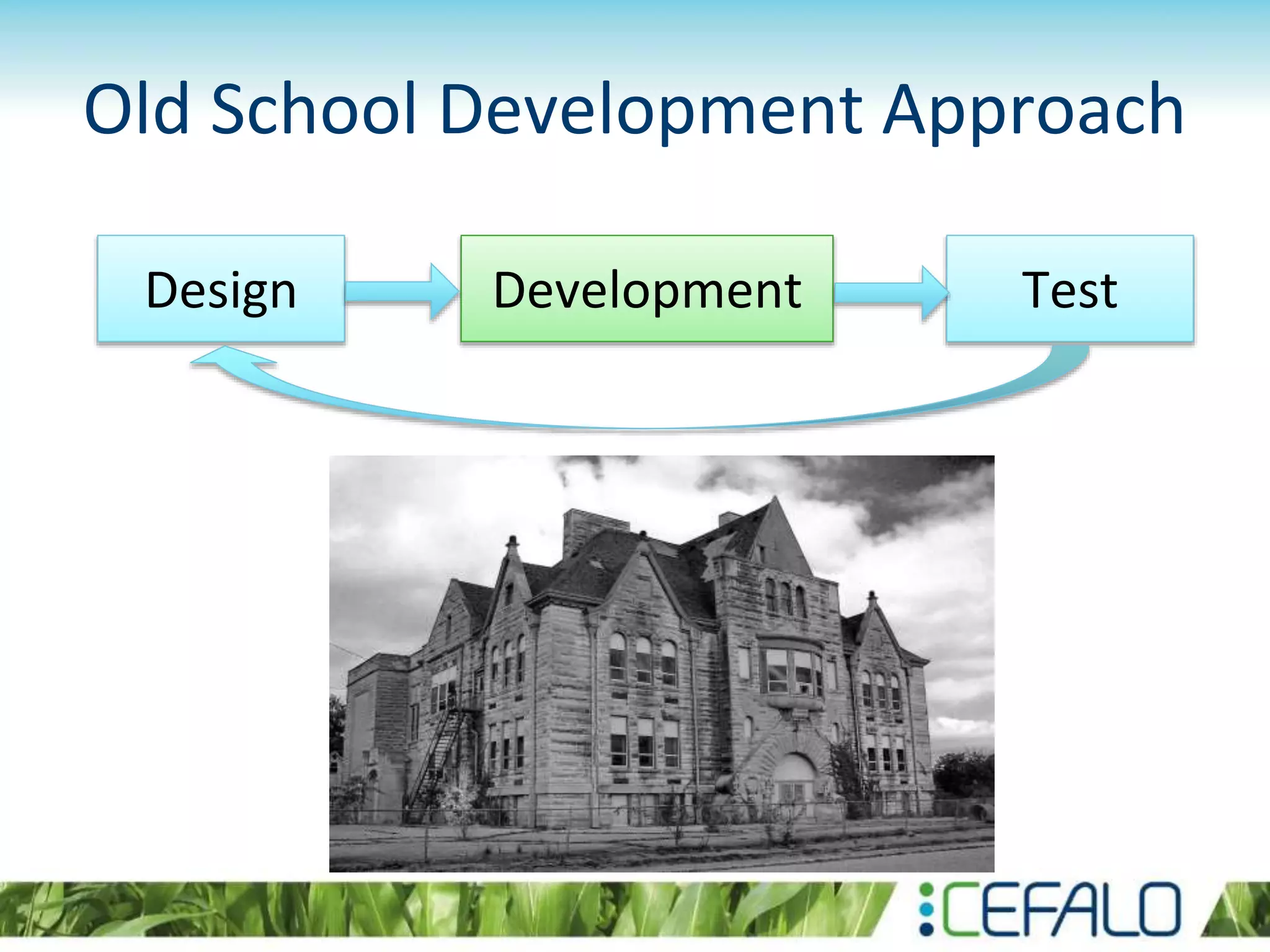 Old School Development Approach Design Development Test 