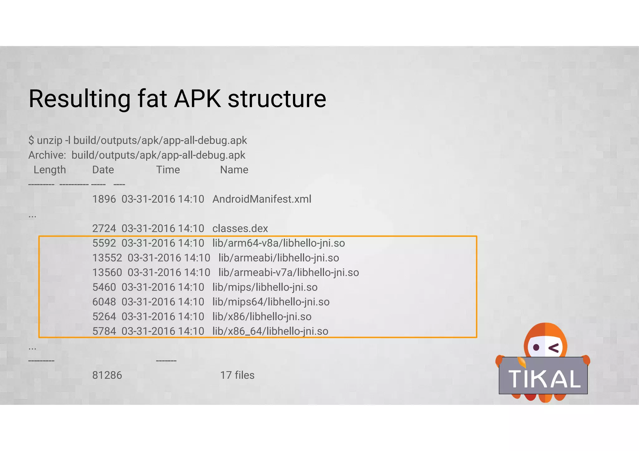 Everything you can configure in android.ndk
android.ndk {
// All configurations that can be changed in android.ndk.
moduleName = "mymodule"
ldLibs.addAll(['log', 'android'])
ldLibs.add("log")
ldFlags.add("-L/custom/lib/path")
...
}
 