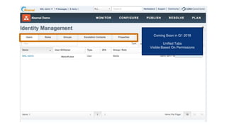 © AKAMAI - EDGE 2017
Grow revenue opportunities with fast, personalized
web experiences and manage complexity from peak
demand, mobile devices and data collection.
Coming Soon in Q1 2018
Unified Tabs
Visible Based On Permissions
 