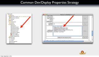 Common Dev/Deploy Properties Strategy




Friday, September 3, 2010
 