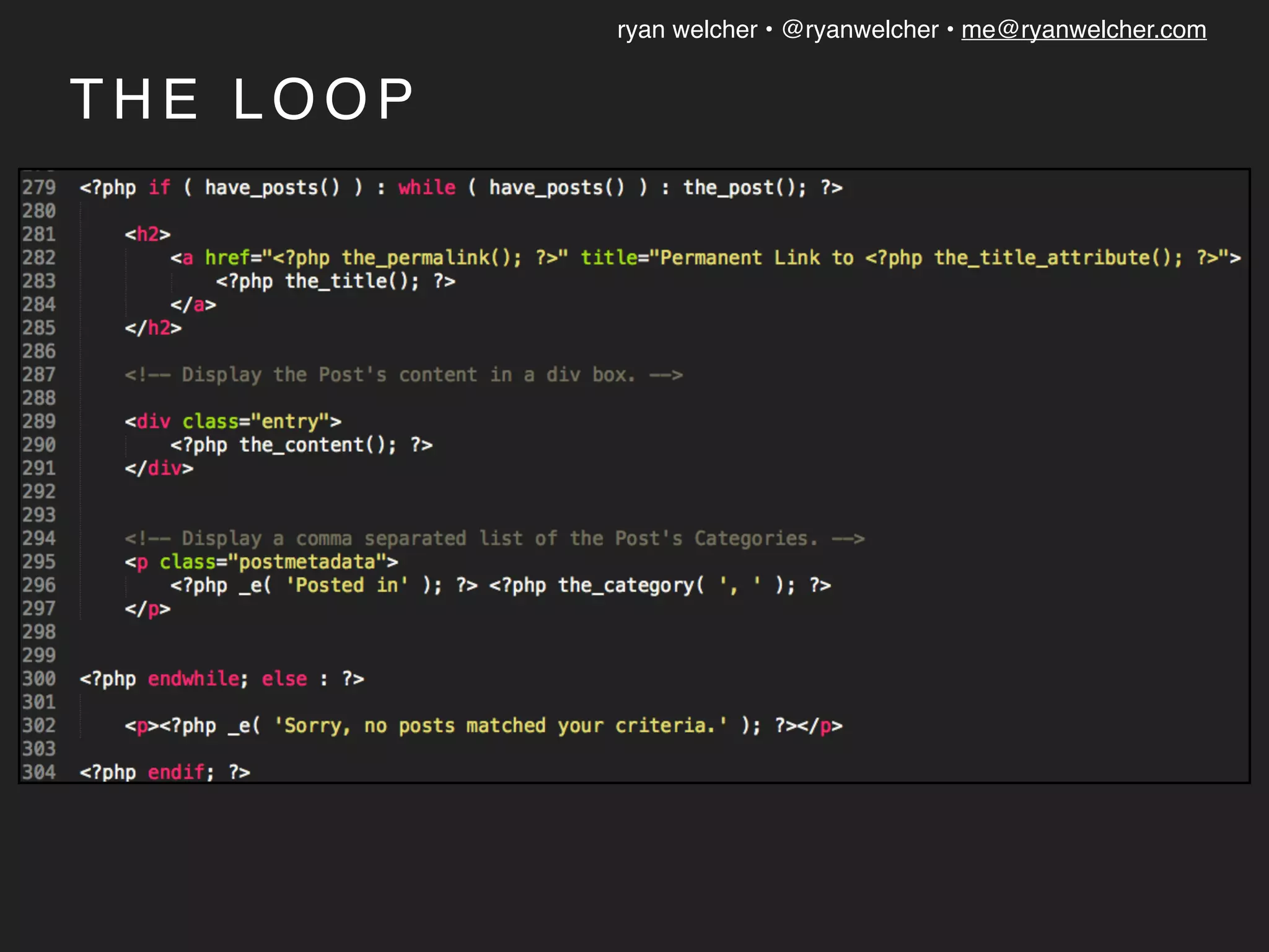ryan welcher • @ryanwelcher • me@ryanwelcher.com
T H E L O O P
 