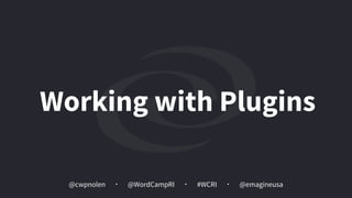 @cwpnolen @emagineusa@WordCampRI #WCRI
Working with Plugins
 