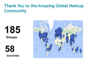 Thank You to the Amazing Global Meetup
Community
185
Groups
58
Countries
 