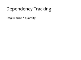Dependency Tracking
Total = price * quantity
 