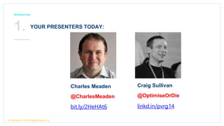 © Optimal Visit 2d018© Optimise Or Die & Digital Nation Ltd.
INTRODUCTION
YOUR PRESENTERS TODAY:1.
Charles Meaden
@CharlesMeaden
bit.ly/2HeHAt6
Craig Sullivan
@OptimiseOrDie
linkd.in/pvrg14
 