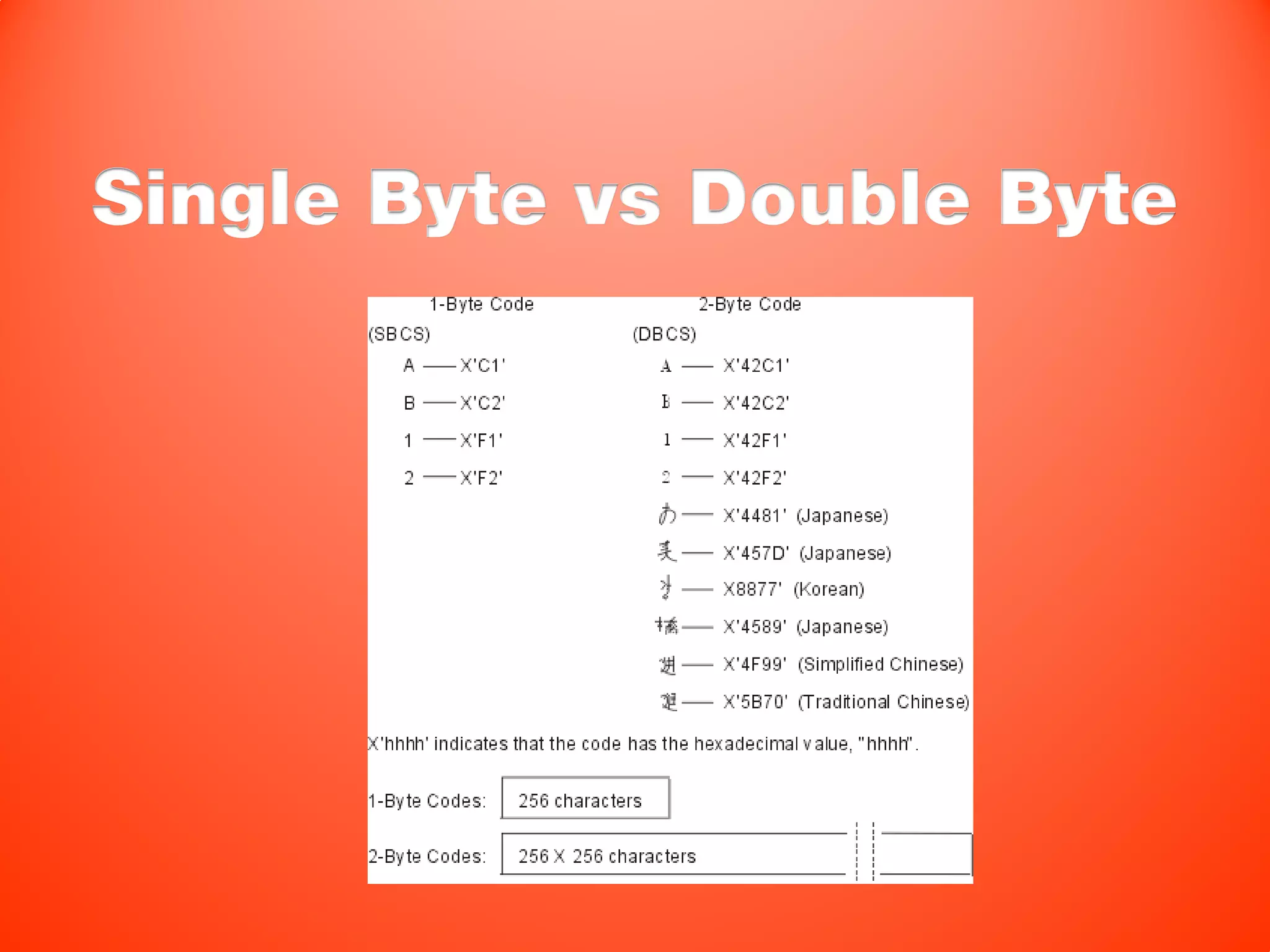 Single Byte vs Double Byte
 