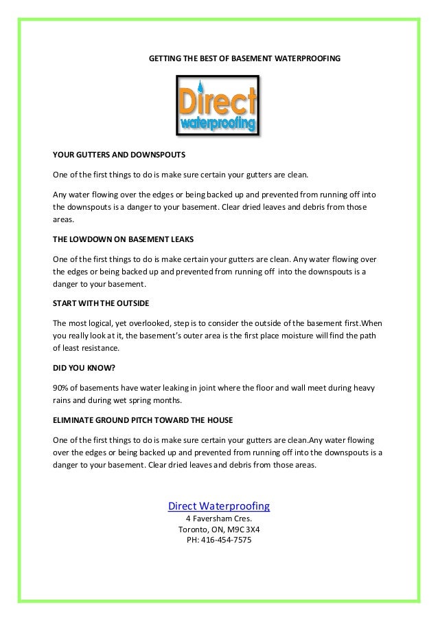 Getting The Best Of Basement Waterproofing