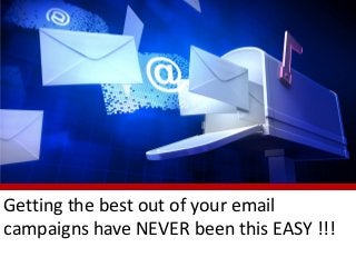 Getting the best out of your email
campaigns have NEVER been this EASY !!!
 