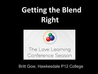 Getting the Blend
Right
Britt Gow, Hawkesdale P12 College
 