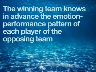The winning team knows
in advance the emotion-
performance pattern of
each player of the
opposing team
 
