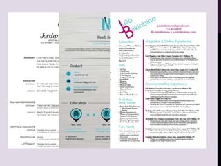 THE RIGHT STUFF
understanding your audience to create what’s important
• tagline
• logo and colors
• personal statement
• portfolio
• field experience
• elevator pitch
 