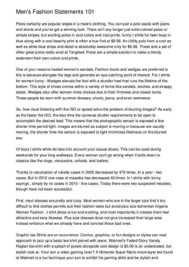 Men's Fashion Statements 101