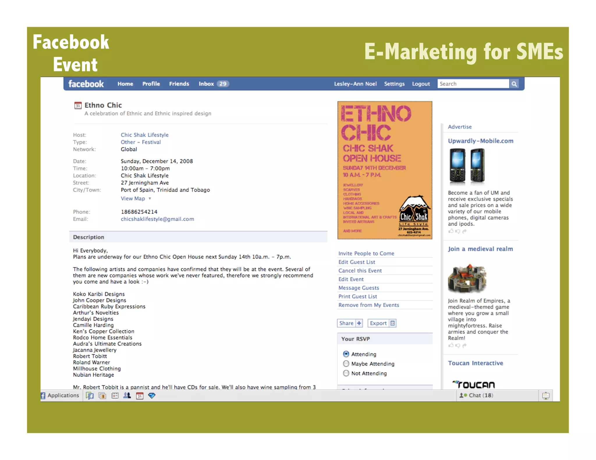 Facebook   E-Marketing for SMEs
  Event
 