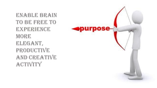 Enable brain
to be free to
experience
more
elegant,
productive
and creative
activity
 
