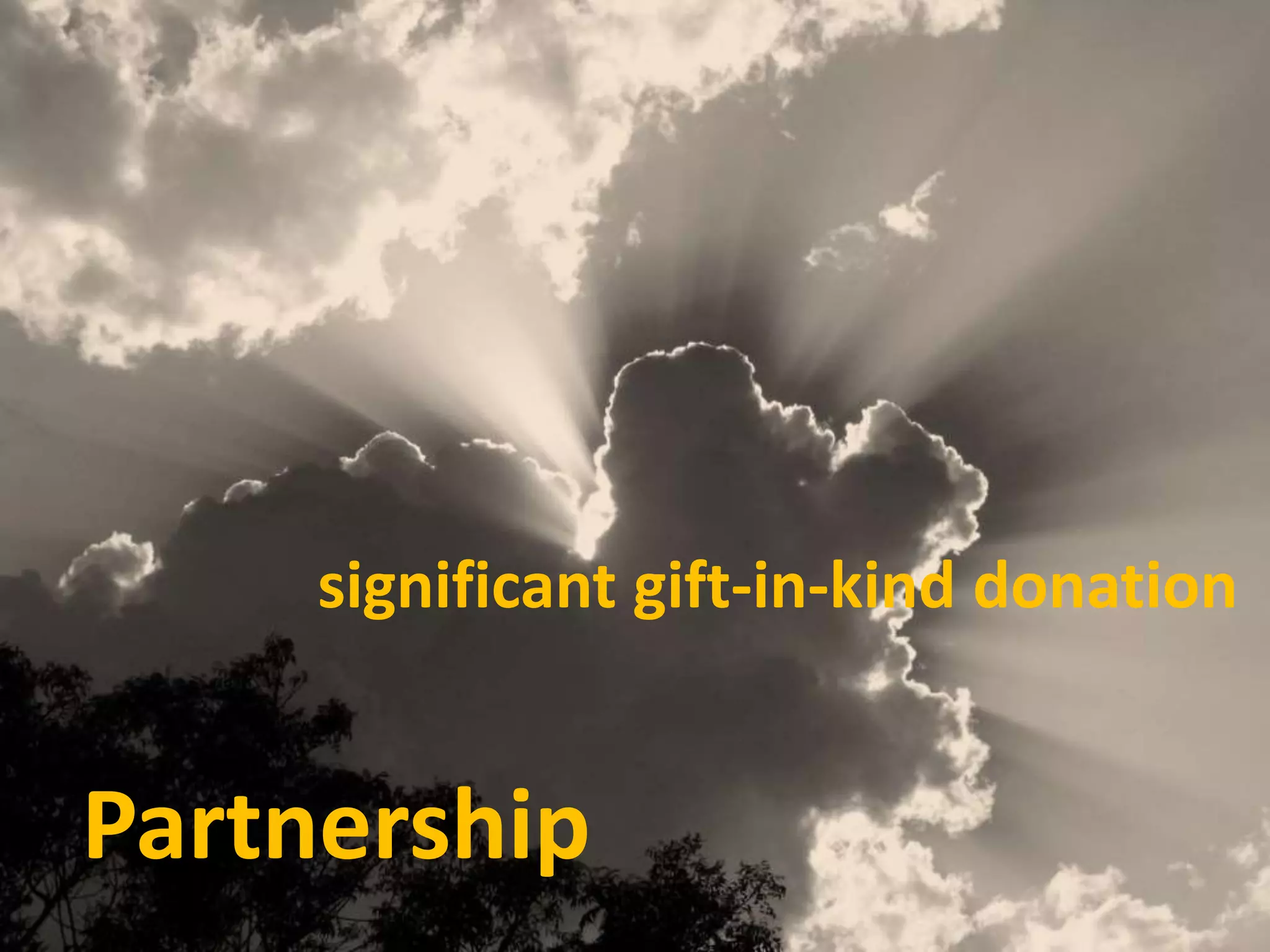 significant gift-in-kind donation 
Partnership 
 