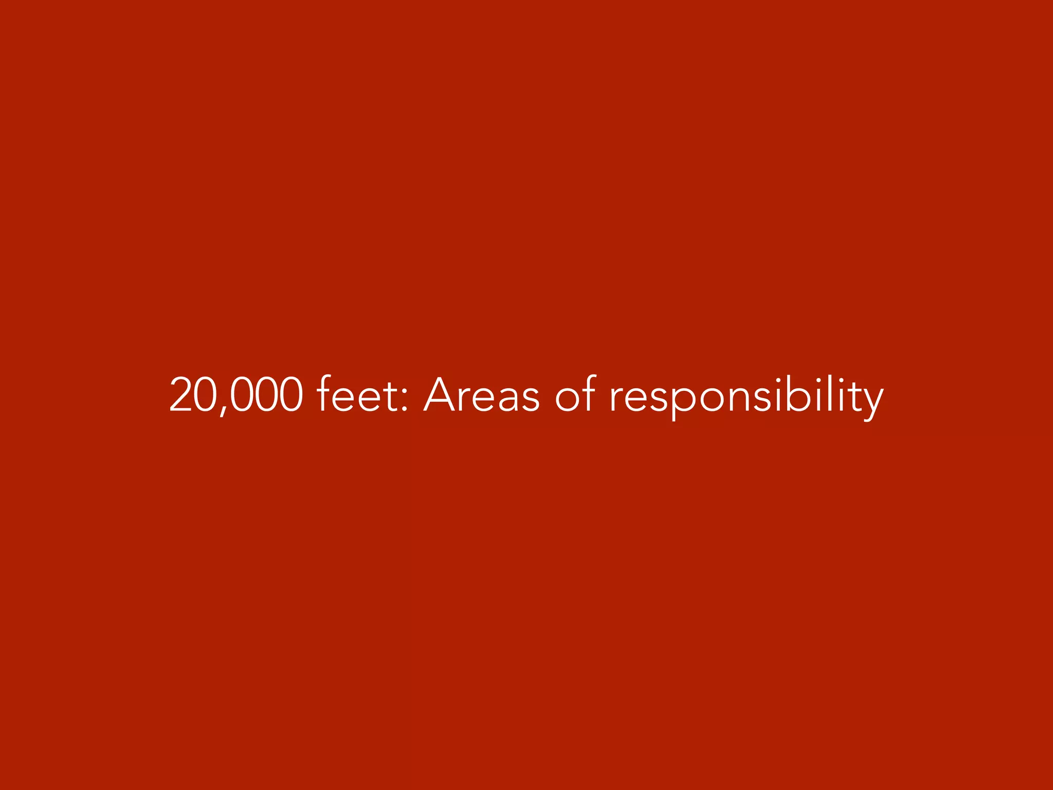 20,000 feet: Areas of responsibility
 