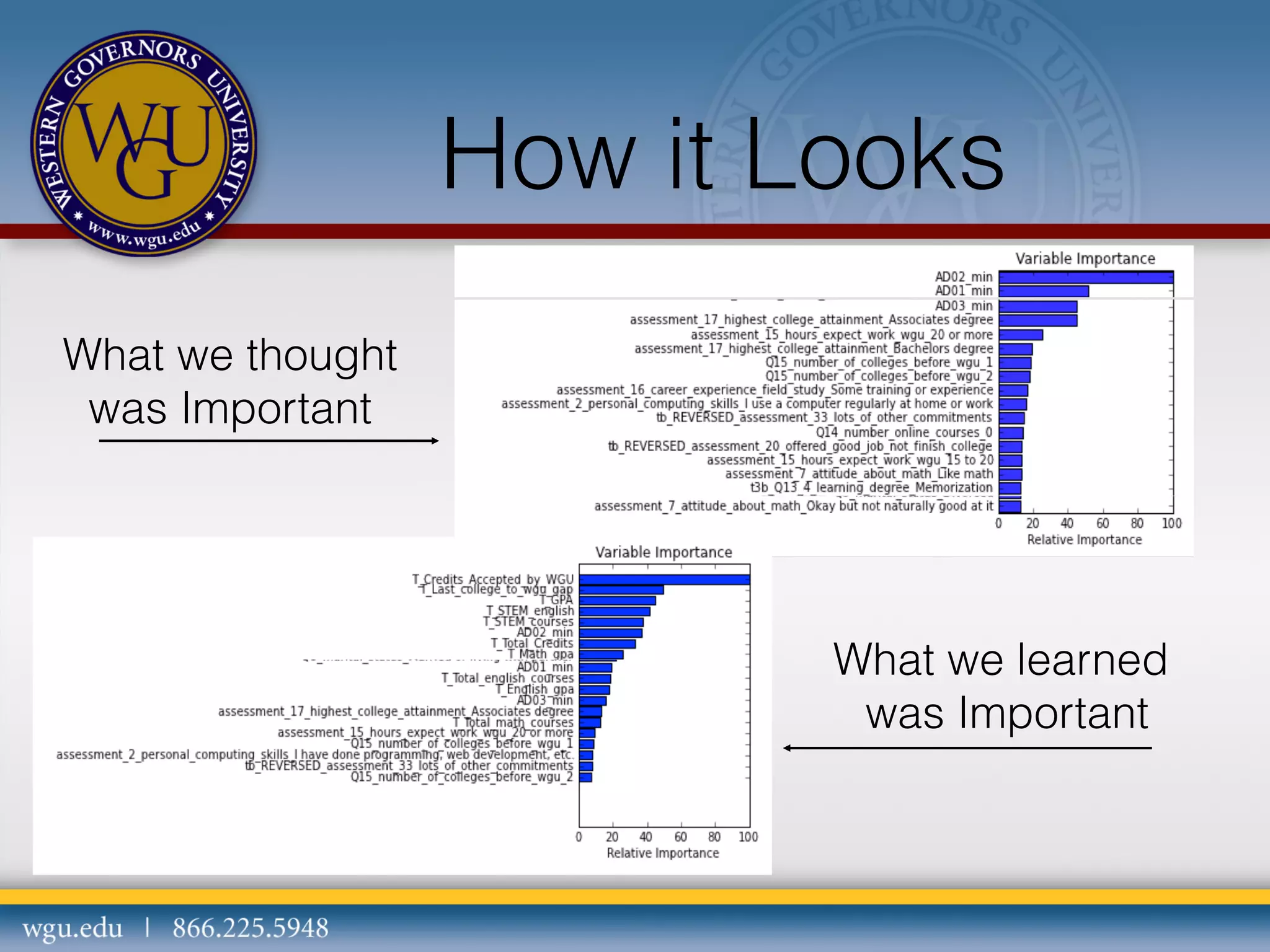 How it Looks
What we thought
was Important

What we learned
was Important

 