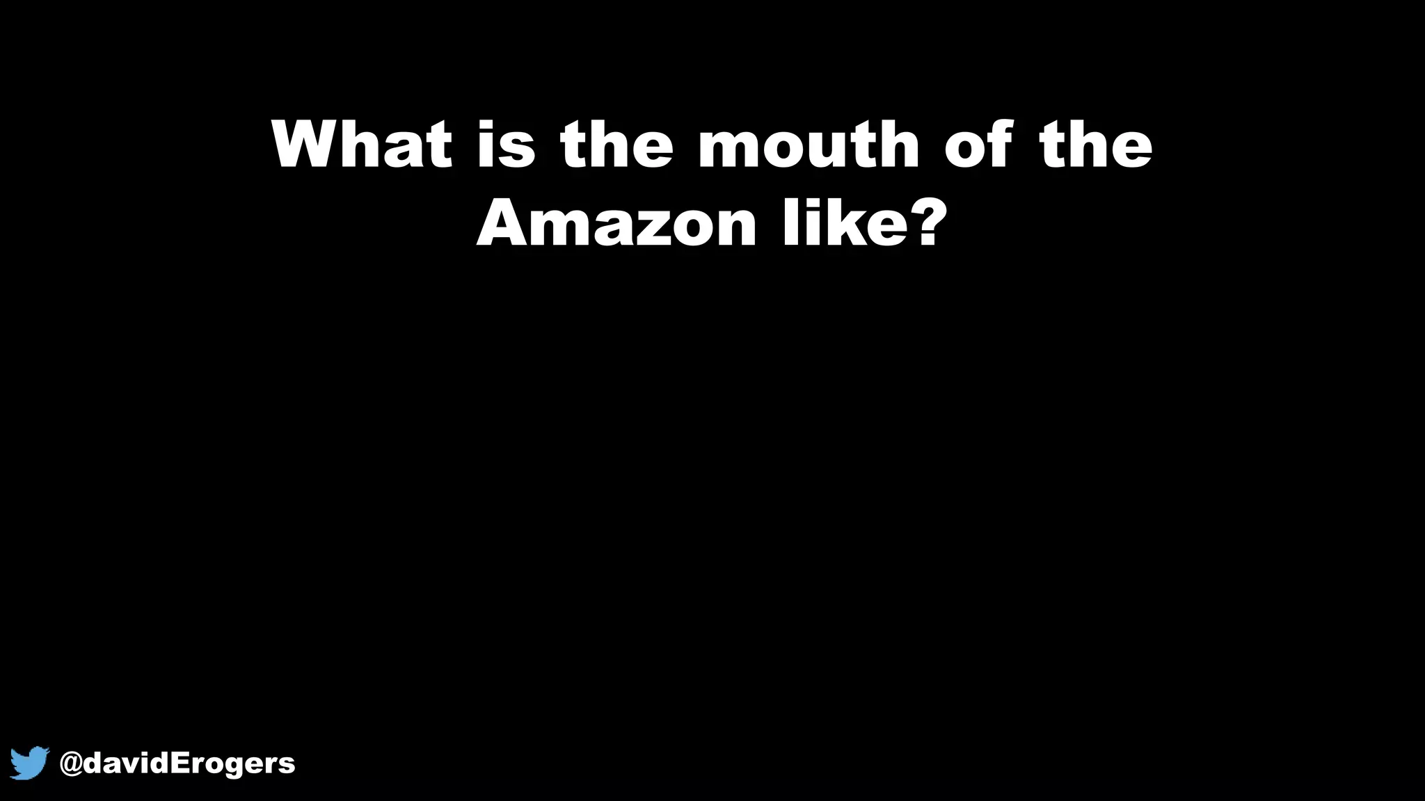 What is the mouth of the
Amazon like?
@davidErogers
 