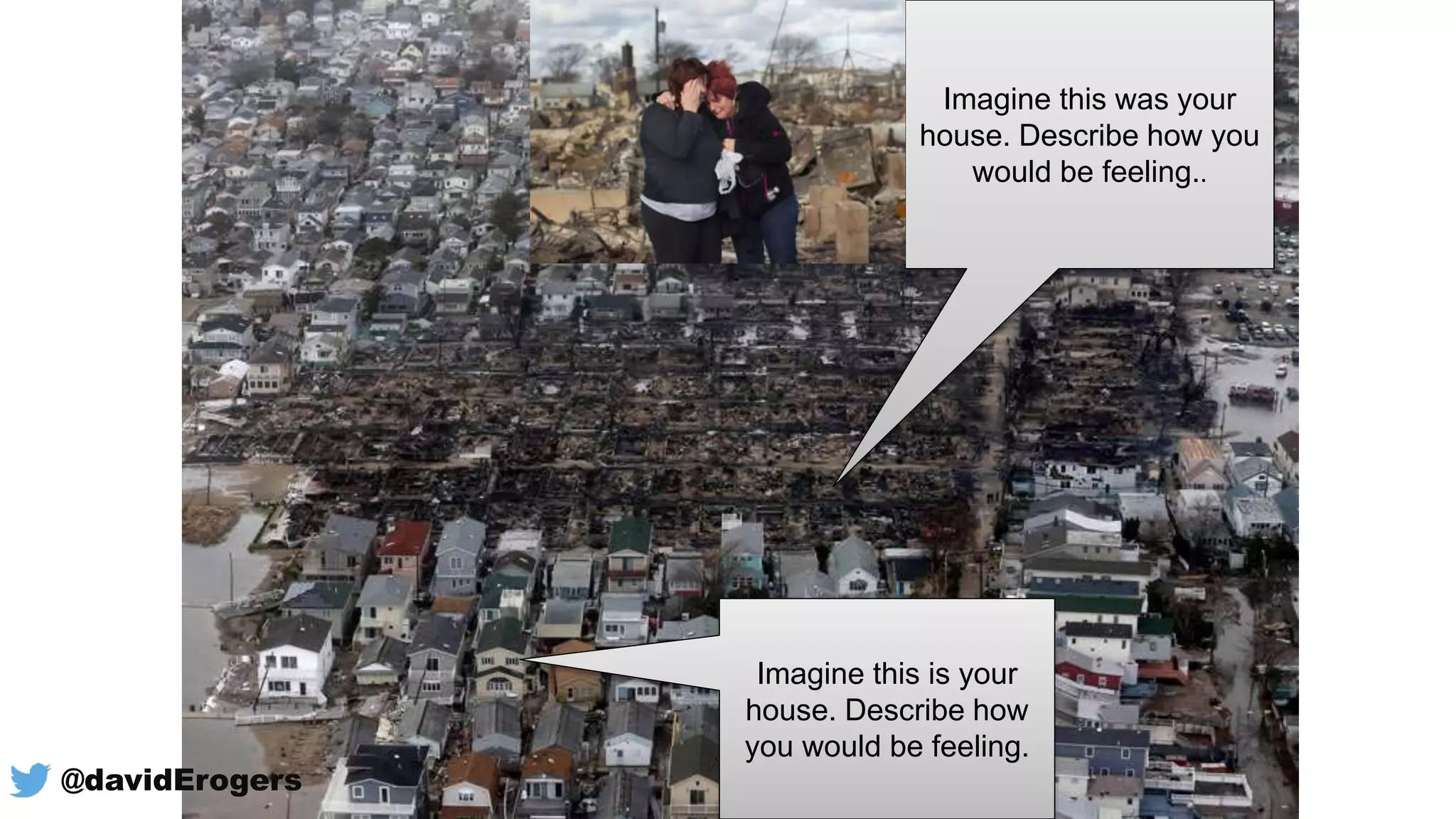 Imagine this is your
house. Describe how
you would be feeling.
Imagine this was your
house. Describe how you
would be feeling..
@davidErogers
 