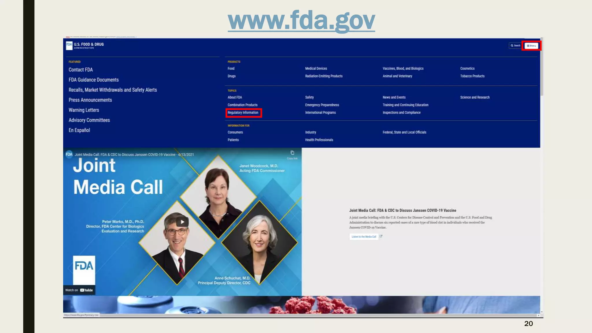 20
www.fda.gov
 