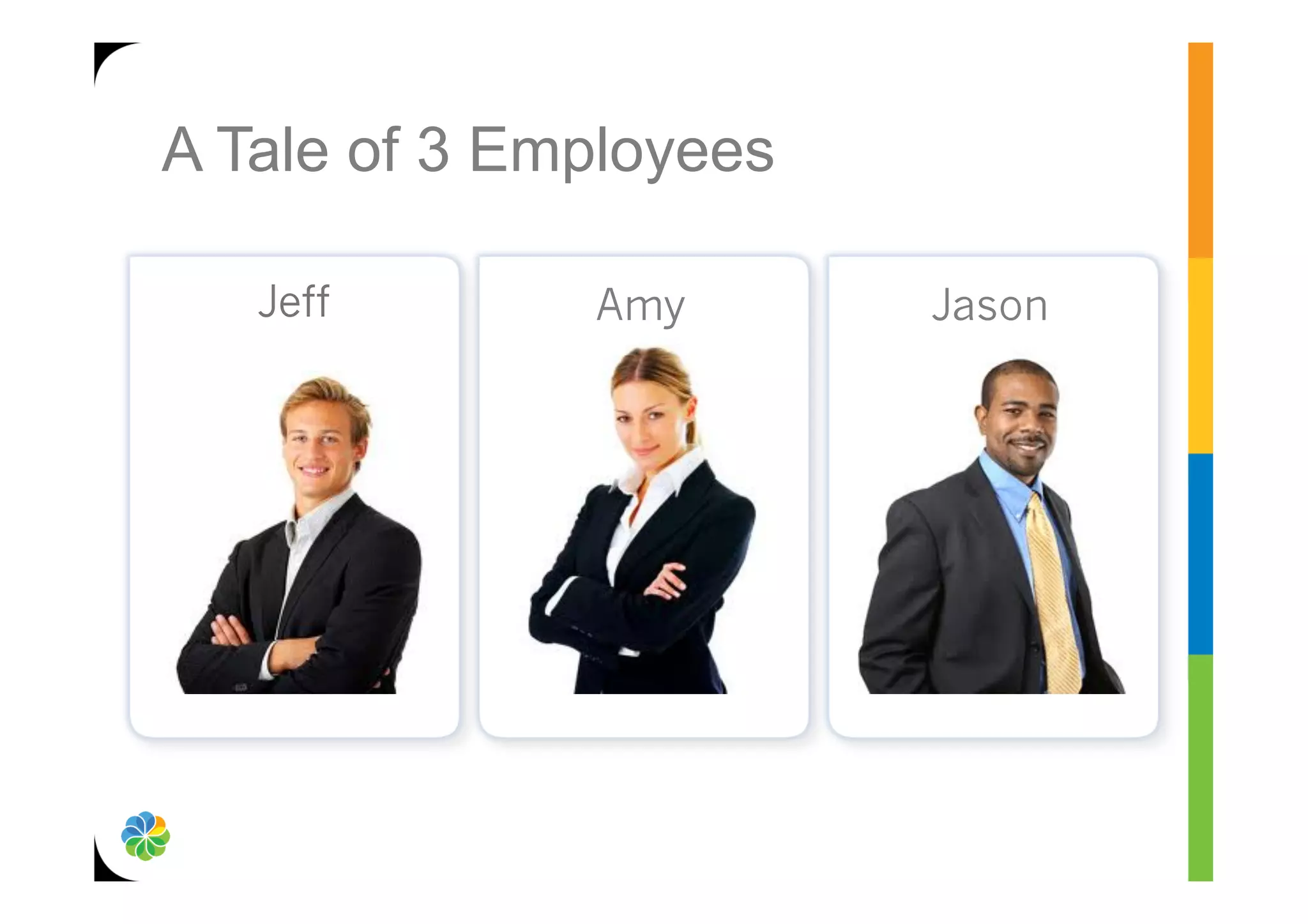 A Tale of 3 Employees

   Jeff       Amy       Jason
 