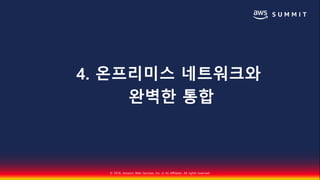 © 2018, Amazon Web Services, Inc. or Its Affiliates. All rights reserved.
4. 온프리미스 네트워크와
완벽한 통합
 