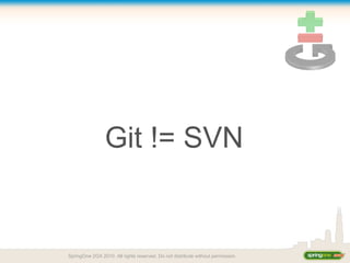 Git != SVN
SpringOne 2GX 2010. All rights reserved. Do not distribute without permission.
 