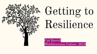 Getting to
Resilience
Cyd Harrell
WebDirections Culture 2018
 