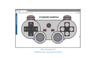 W3C Gamepad API
HTML5 Rocks: Gamepad API tester
 