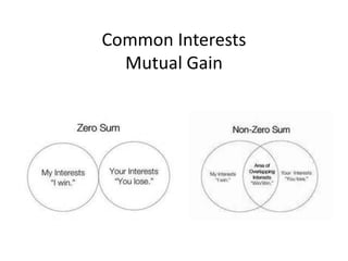 Common Interests 
Mutual Gain 
 