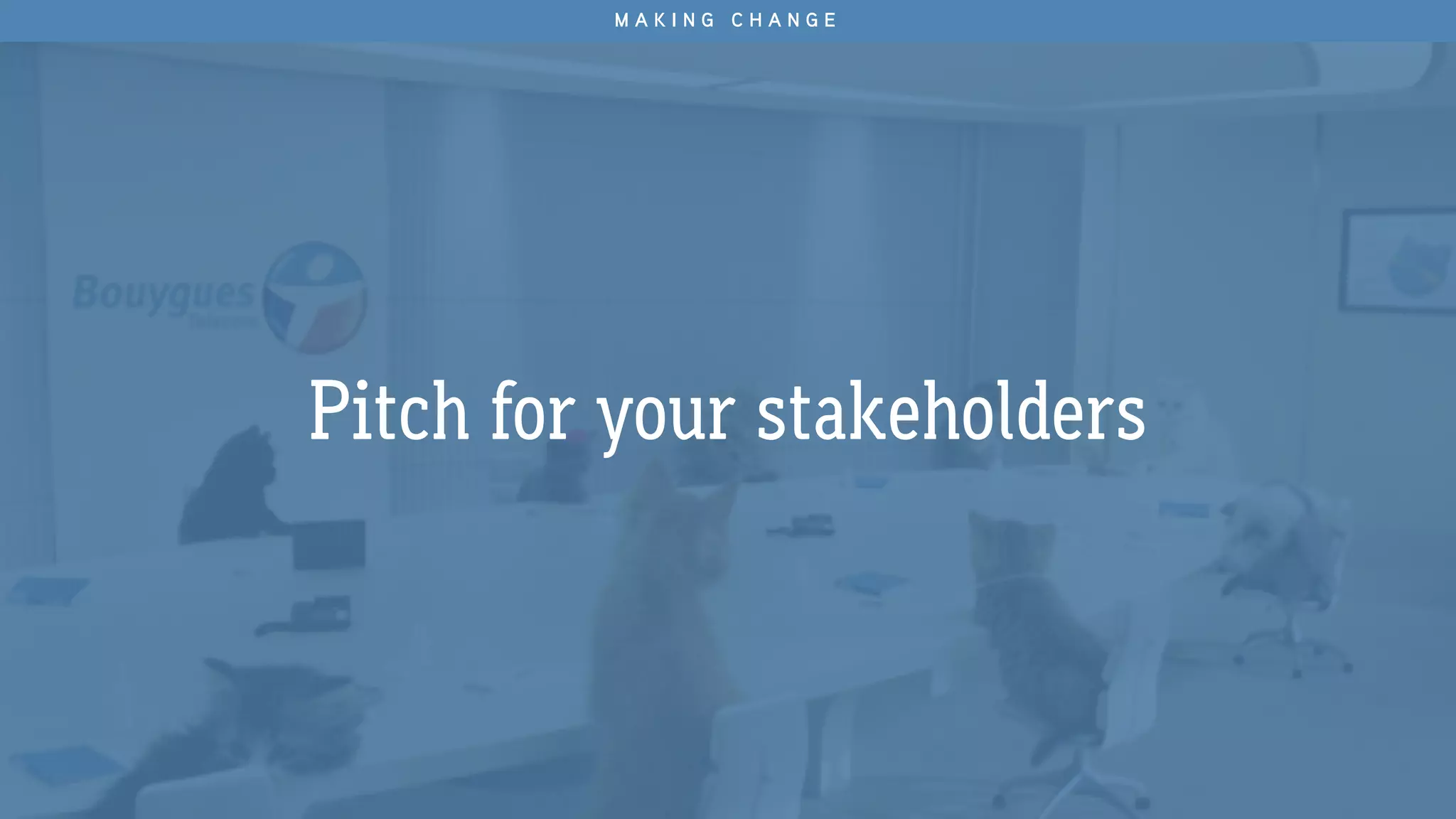 Pitch for your stakeholders
M A K I N G C H A N G E
 