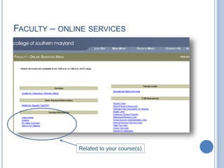 FACULTY – ONLINE SERVICES
Related to your course(s)
 