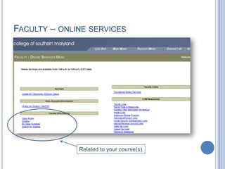 FACULTY – ONLINE SERVICES
Related to your course(s)
 