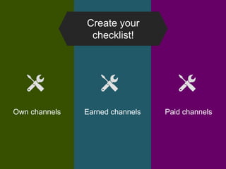 Earned channelsOwn channels Paid channels
Create your
checklist!
 