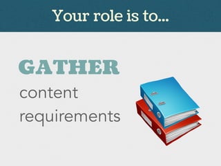 GATHER
Your role is to...
content
requirements
 