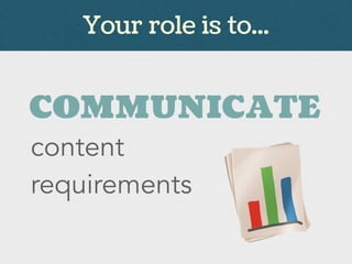 COMMUNICATE
Your role is to...
content
requirements
 