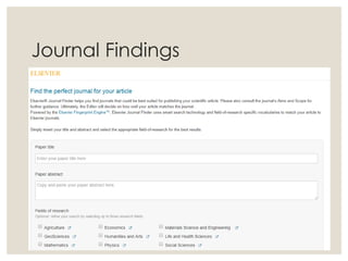 Journal Findings
 