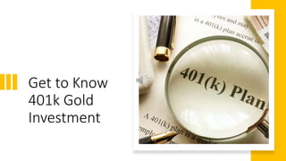 Get to Know
401k Gold
Investment
 