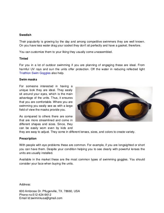 Get to know these types of swimming goggles