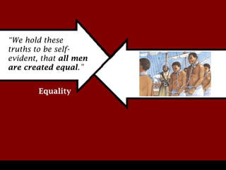 “We hold these
truths to be selfevident, that all men
are created equal.”
Equality

 