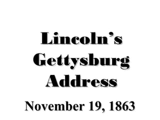 Lincoln’s
Gettysburg
Address
November 19, 1863

 