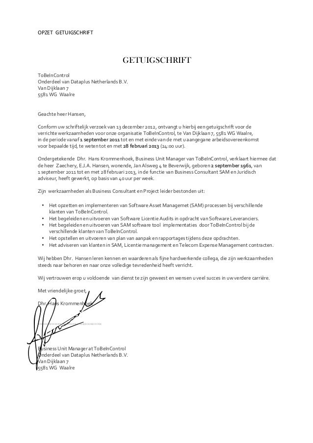Referentie als Business Consultant SAM & Juridisch adviseur