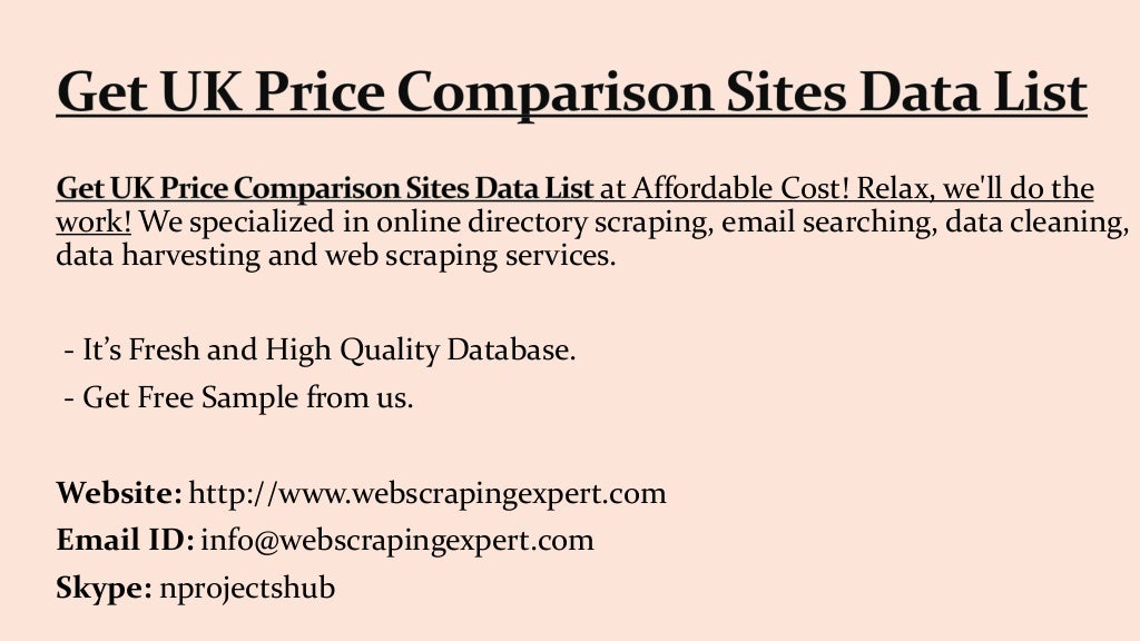 Get uk price comparison sites data list