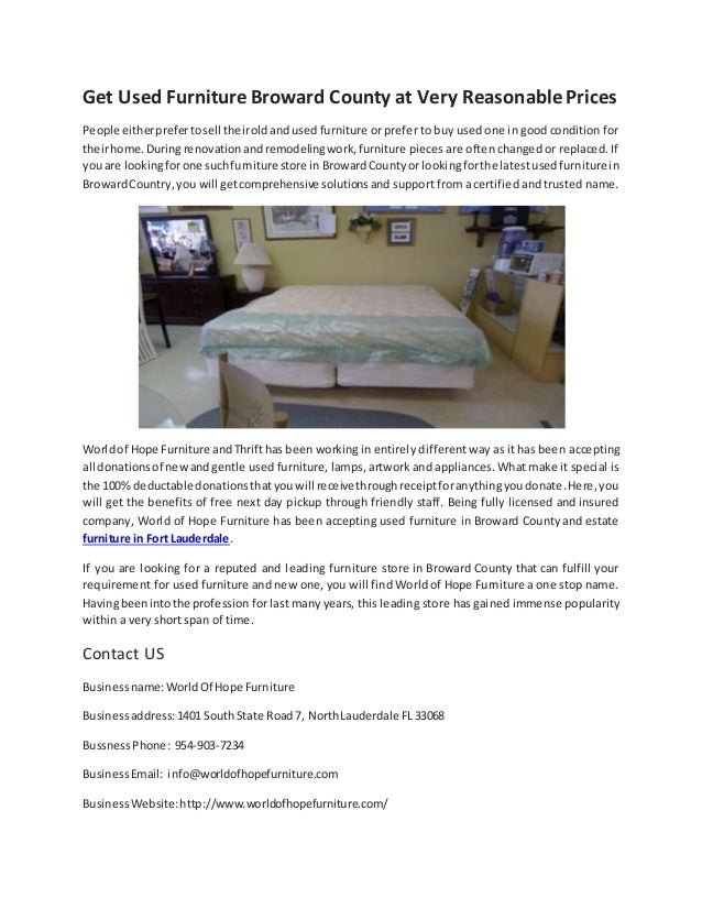 Get used furniture broward county at very reasonable prices