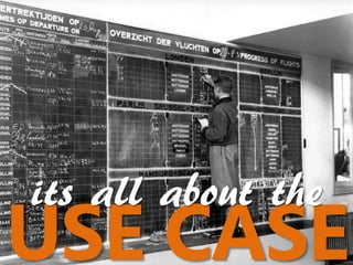 its all about the
USE CASE
 