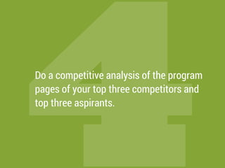 Seven ideas for rolling out new and
improved program pages
 