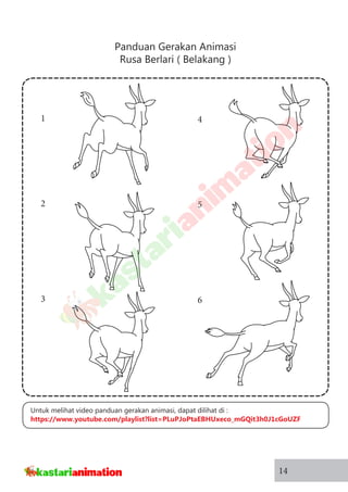 Panduan Gerakan Animasi
Rusa Berlari ( Belakang )
14
4
5
1
2
3 6
Untuk melihat video panduan gerakan animasi, dapat dilihat di :
https://www.youtube.com/playlist?list=PLuPJoPtaEBHUxeco_mGQit3h0J1cGoUZF
 