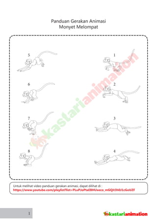 Panduan Gerakan Animasi
Monyet Melompat
1
1
2
3
4
5
6
7
8
Untuk melihat video panduan gerakan animasi, dapat dilihat di :
https://www.youtube.com/playlist?list=PLuPJoPtaEBHUxeco_mGQit3h0J1cGoUZF
 
