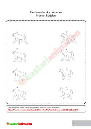 Panduan Gerakan Animasi
Monyet Berjalan
2
1
2
3
4
5
6
7
8
Untuk melihat video panduan gerakan animasi, dapat dilihat di :
https://www.youtube.com/playlist?list=PLuPJoPtaEBHUxeco_mGQit3h0J1cGoUZF
 